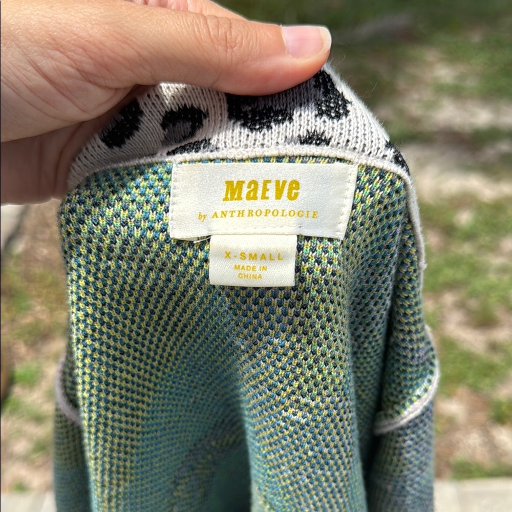 Maeve Anthropologie Savannah Contrast Colorful Patterned Cardigan Size XS - Picture 3 of 14